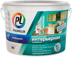 Краска для стен и потолков для влажных помещений латексная Profilux PL-13L глубокоматовая супербелая база 1