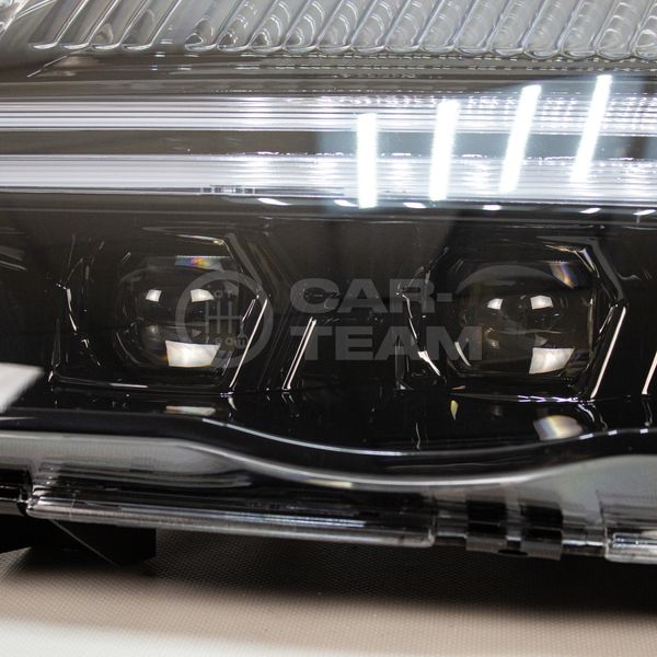 Фары Шевроле Нива передние "BestPartner" в стиле AUDI с 4-мя Bi-LED модулями и ДХО с плавающими поворотниками