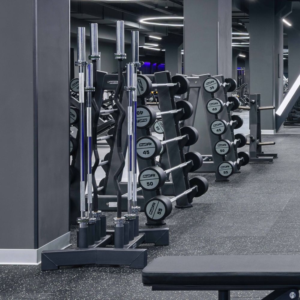 Набор прямых полиуретановых штанг (шаг 5 кг, 5 шт) PROFI-FIT 35-55 кг