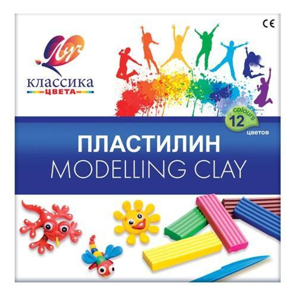ЛУЧ Пластилин 12цв 240г "Классика" стек карт упак