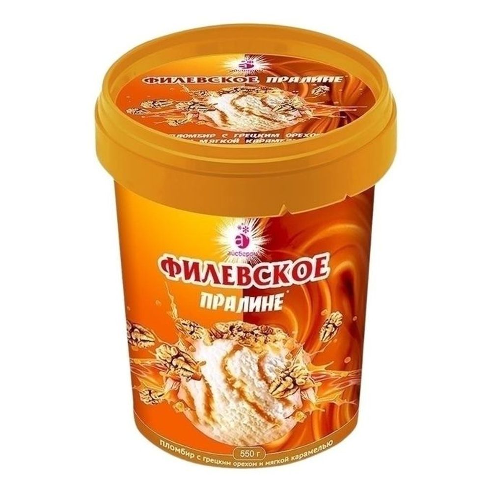 Мороженое "Филевское" пломбир с ароматом карамели с грецким орехом и мягкой карамелью