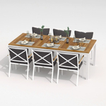 Обеденная группа Ideal Patio  ТЕЛЛА ФЕСТА плюс каркас белый, стол тик 200, ткань антрацит