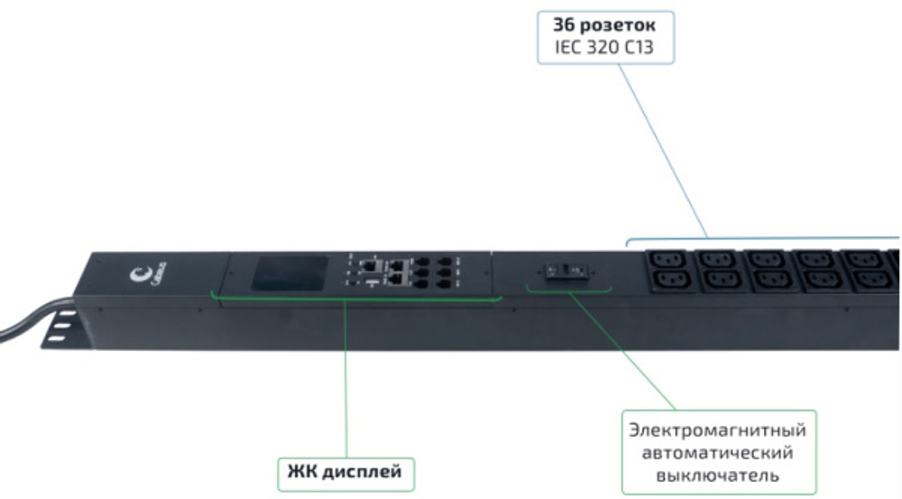 Блок розеток Cabeus SMART-PDU-16-1P-36C13-6C19-I309-M