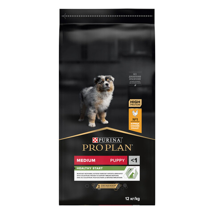 Сухой корм PRO PLAN HEALTHY START для щенков средних пород курица 12 кг