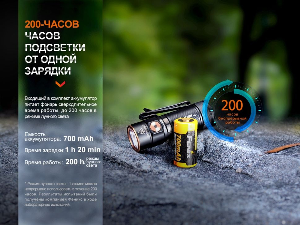 Фонарь Fenix E18R V2.0 NEBULA, подарочный вариант, на каждый день, зарядка Type-C, 1200 люмен