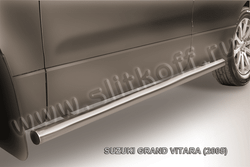 Пороги из нержавейки Suzuki Grand Vitara (2005-2008) d57 труба (черный цвет)