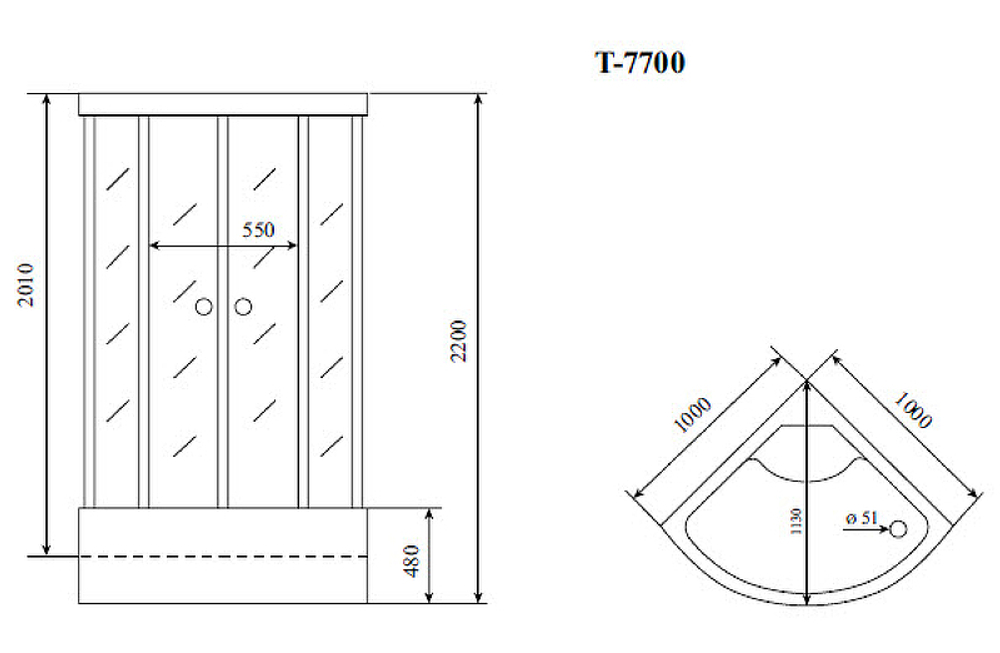 Душевая кабина Timo Lux 100x100 T-7700 с гидромассажем
