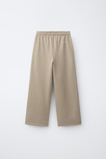 ZARA БРЮКИ STRAIGHT ИЗ ТКАНИ ИНТЕРЛОК, СВЕТЛО-КОРИЧНЕВЫЙ