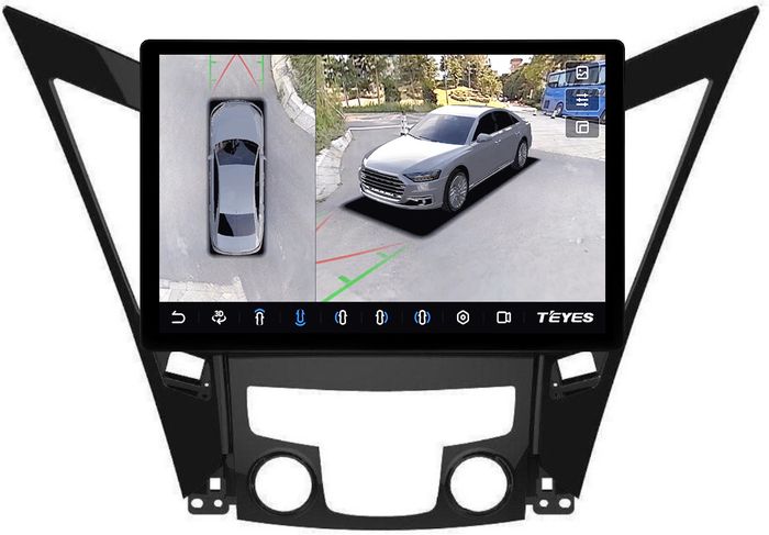 Магнитола для Hyundai Sonata 6 YF 2010-2013 (без штатного усилителя) - Teyes CC3-2K-360 монитор 13" 2K QLED на Android 10, Быстрая, CarPlay, 4G SIM-слот, 4 камеры в комплекте
