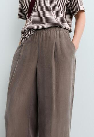 OYSHO Брюки wide leg из 100% лиоцелла, серо-коричневый