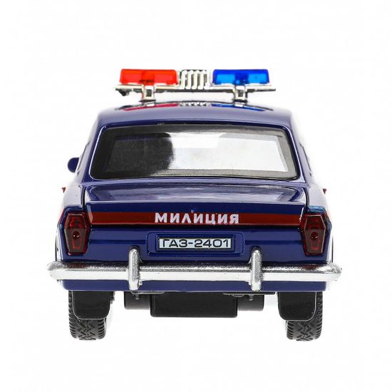 Машина металл ГАЗ-2401 ВОЛГА ПОЛИЦИЯ 12 см, двери, багаж, инерц, кор. Технопарк