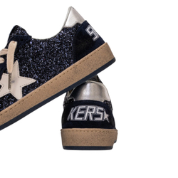 Women's Ball Star LTD in blue glitter with leather star and metallic leather heel tab