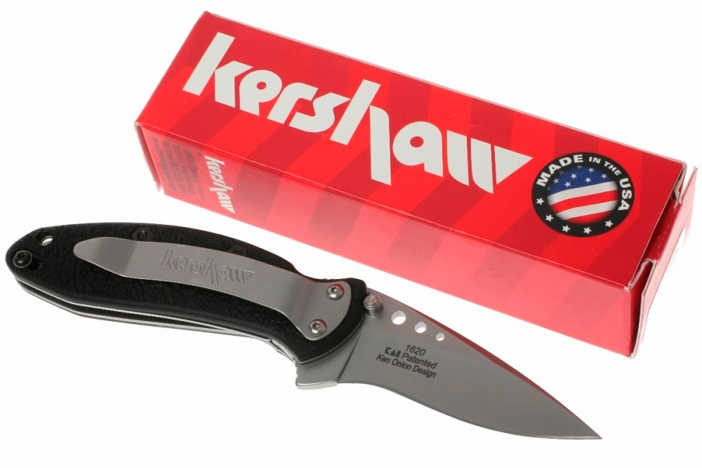 Складной нож Kershaw 1620 Scallion, чёрная рукоять, полуавтомат (маленький)