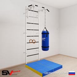 Шведская стенка Sv Sport 5106 (Турник стандарт/Кольца/Цепь/Мешок 22кг/Мат 1м)