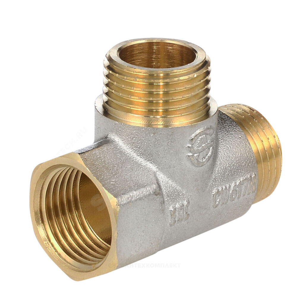 Тройник латунь никель Ду 20 (3/4") ВР/НР/НР Aquasfera 9035-02