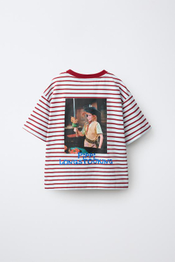 ZARA ФУТБОЛКА В ПОЛОСКУ С ПРИНТОМ PIPPI CALZASLARGAS © ASTRID LINDGREN COMPANY, СИНИЙ