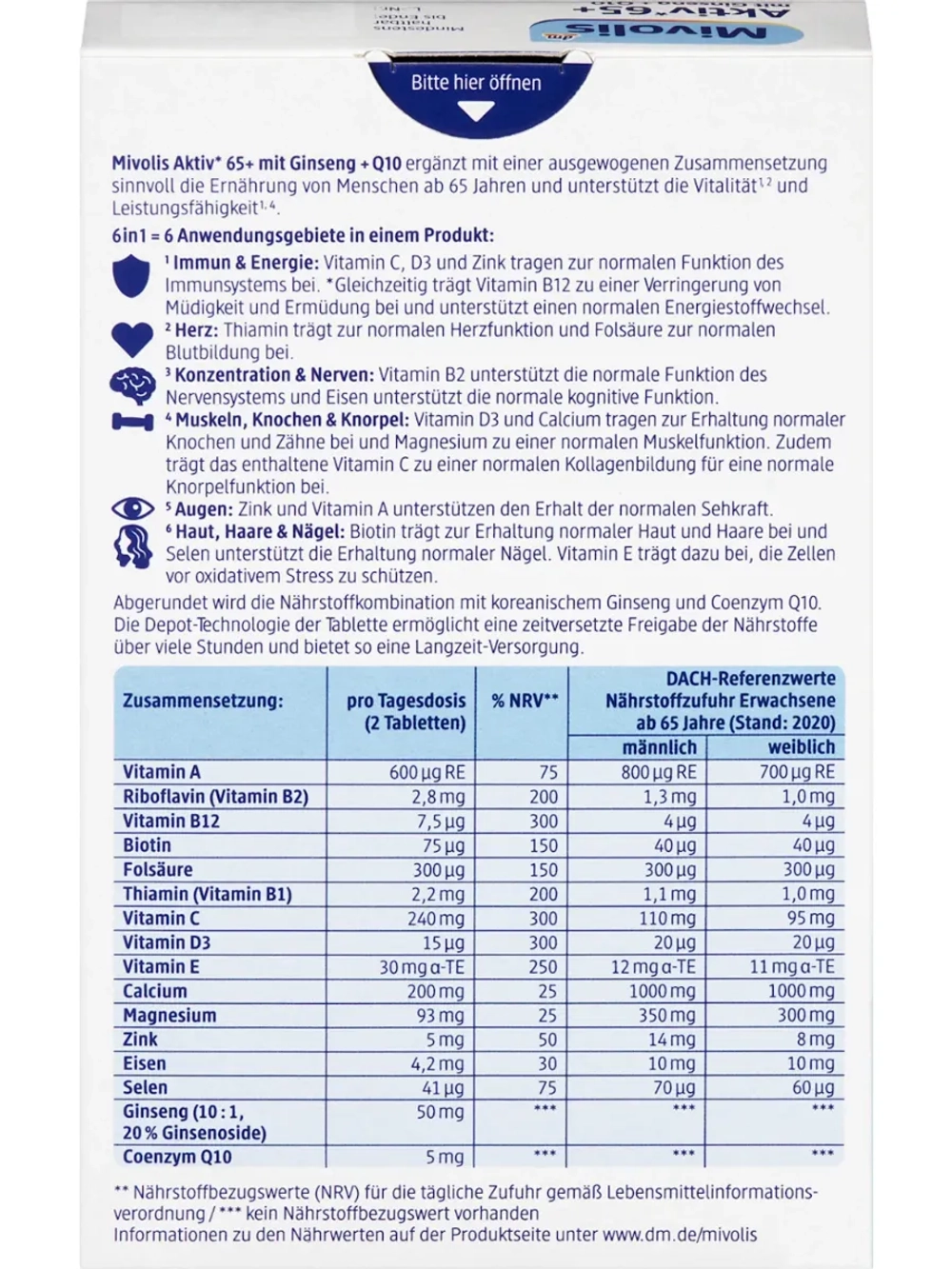 Актив 65+ с женьшенем + Q10, 60 шт