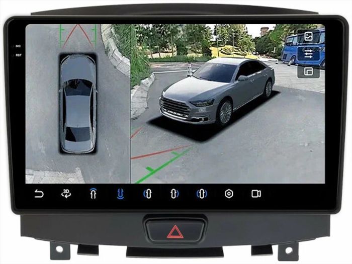 Магнитола для Infiniti EX35 2007-2009 - FarCar BX9-360-9693A монитор 9.5" 2K QLED на Android 13, Быстрая, CarPlay, 4G SIM-слот, 4 камеры в комплекте