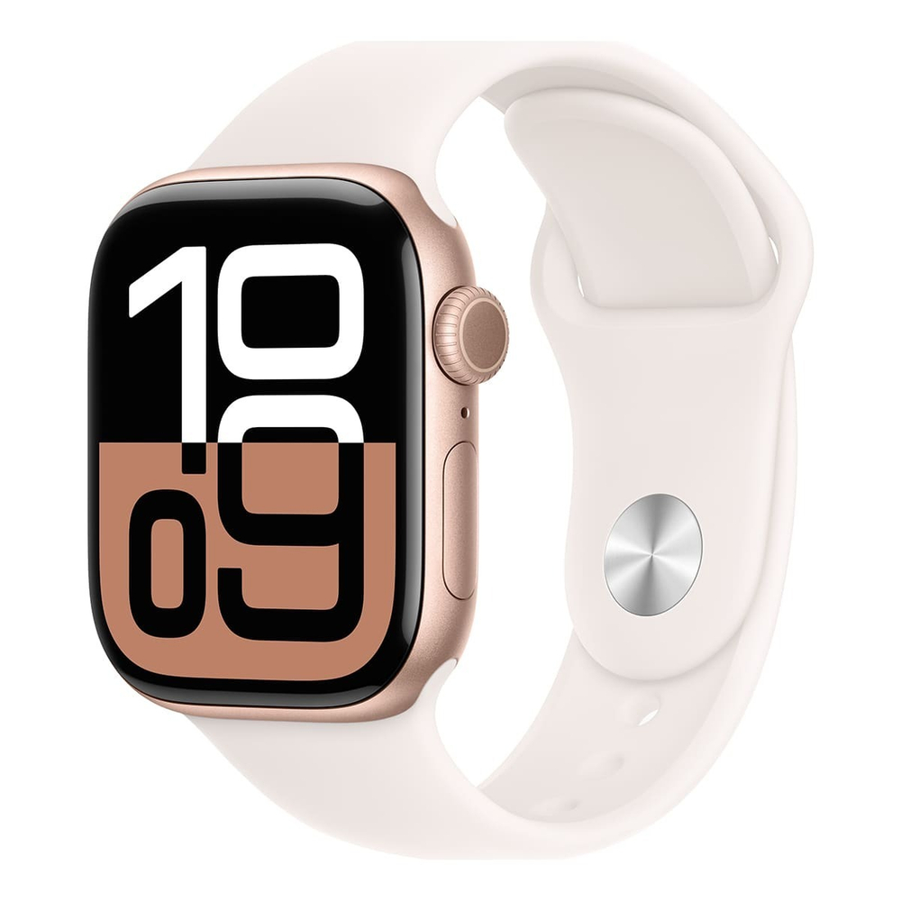 Apple Watch Series 10, 46 мм корпус из алюминия цвета «Rose Gold», ремешок Sport Band размера M/L цвета «Light Blush»
