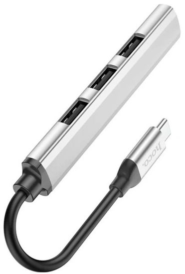 Мультипорт Hoco HB26 Type-C to 1xUSB 3.0 3xUSB 2.0 Серебристый