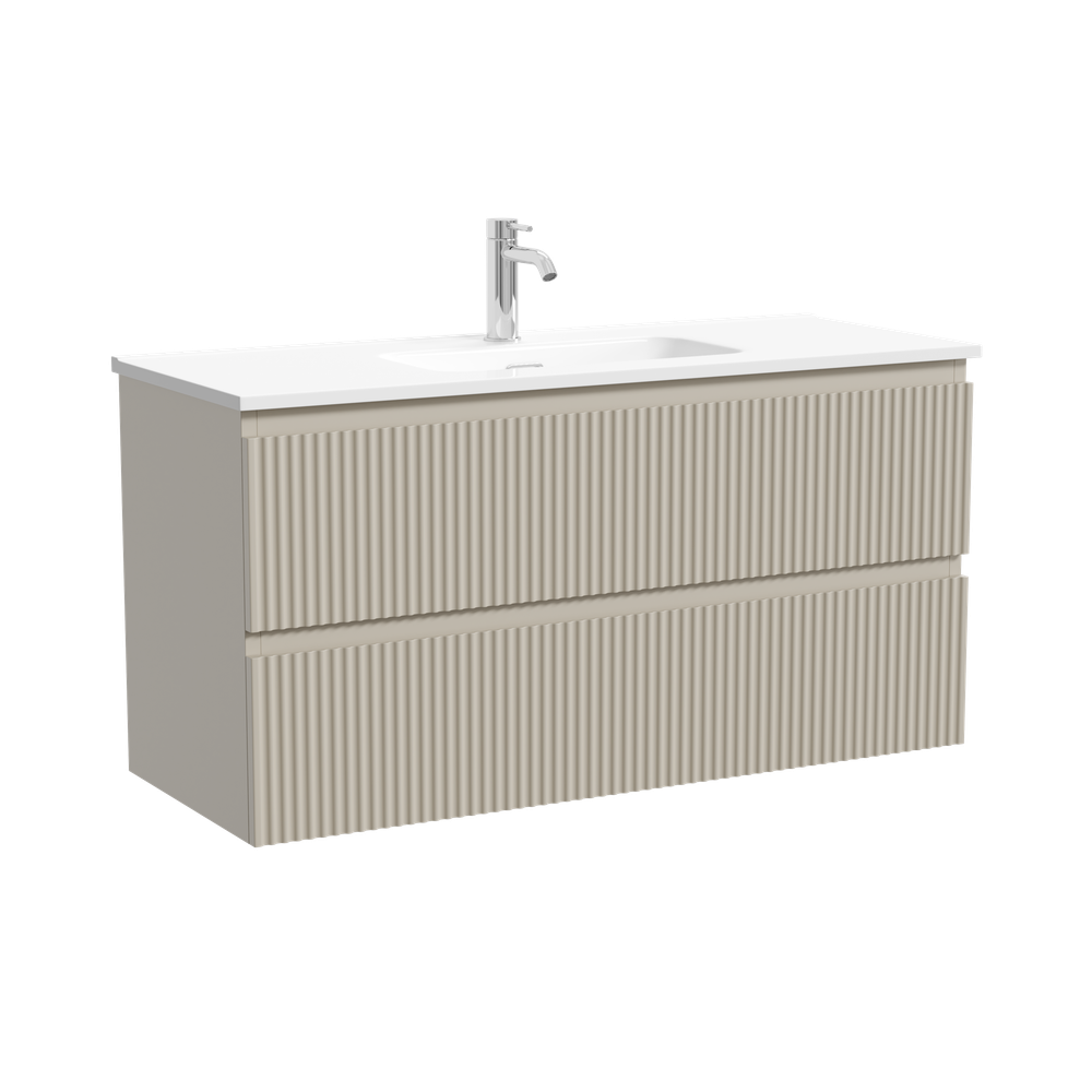 Тумба подвесная SANCOS Сноб Р (Snob R) 995х390х500, c двумя ящиками оснащенными доводчиками, Бежевый матовый (Beige Soft), арт.SNR100/39CE