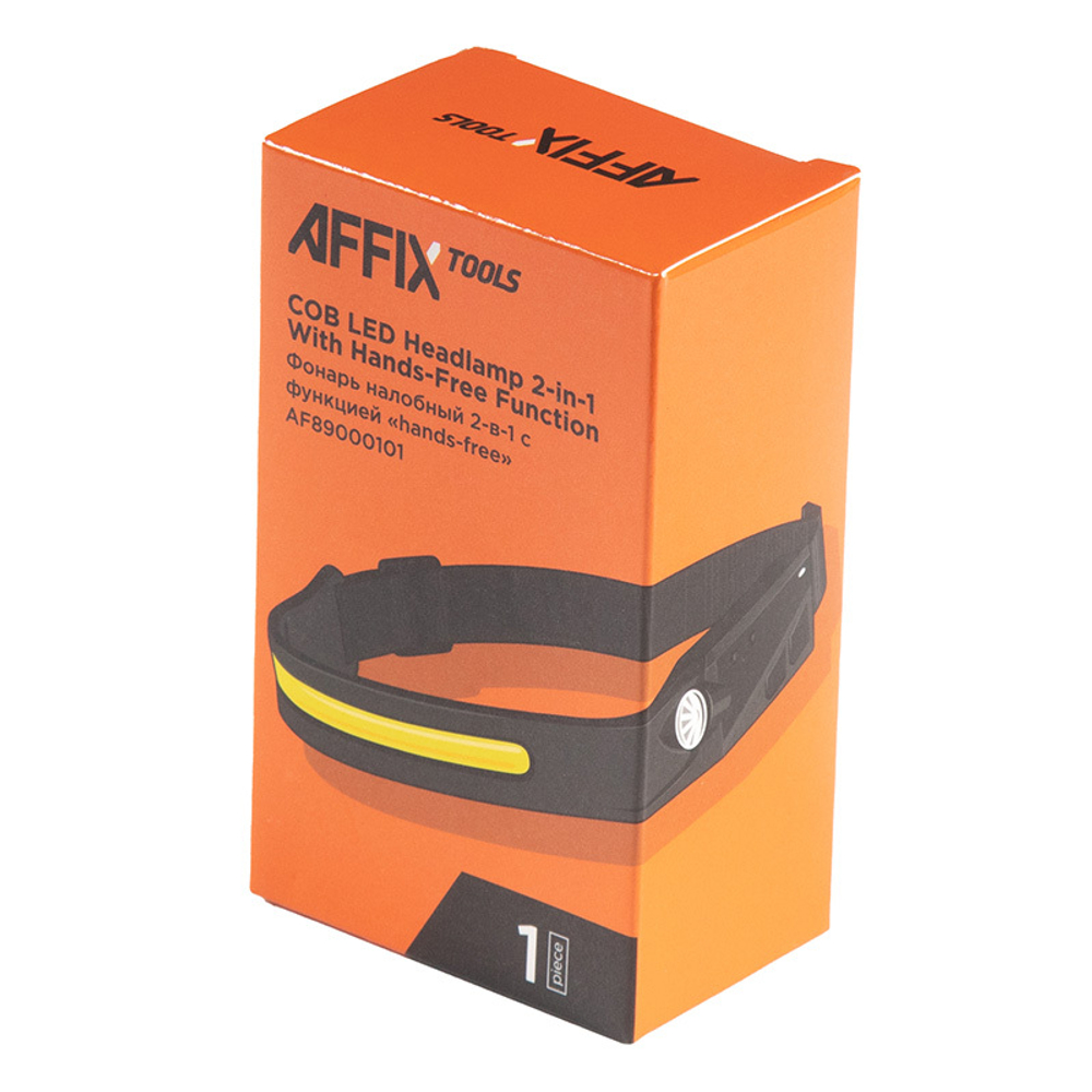 AFFIX (AF89000101) Фонарь светодиодный, налобный, 1+1 элемент, 3,7 В