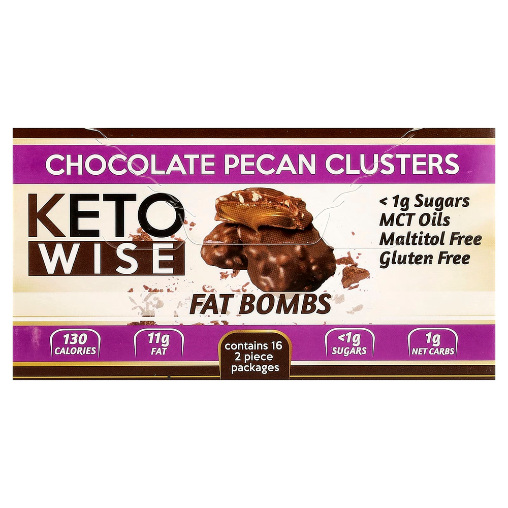 Keto Wise, Fat Bombs, шоколад и пекан, 16 упаковок по 32 г (1,13 унции)
