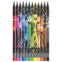 Карандаши цветные MAPED "COLOR PEP'S Black Monster", набор 12 цветов, пластиковый корпус, 862612