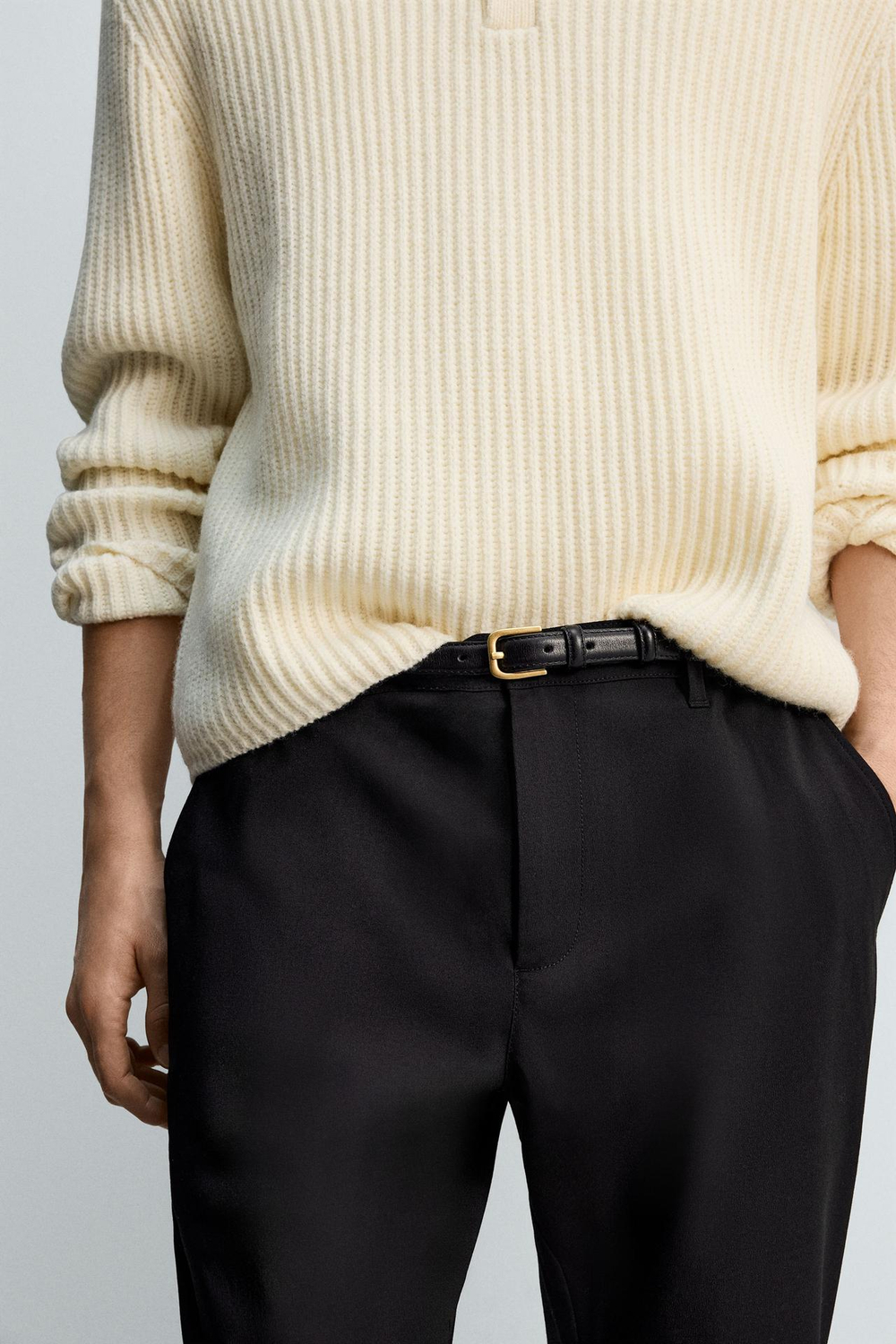 ZARA БРЮКИ SLIM FIT COMFORT, ЧЕРНЫЙ