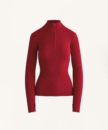 Oysho Термофутболка Base Layer с вязаным узором, красный