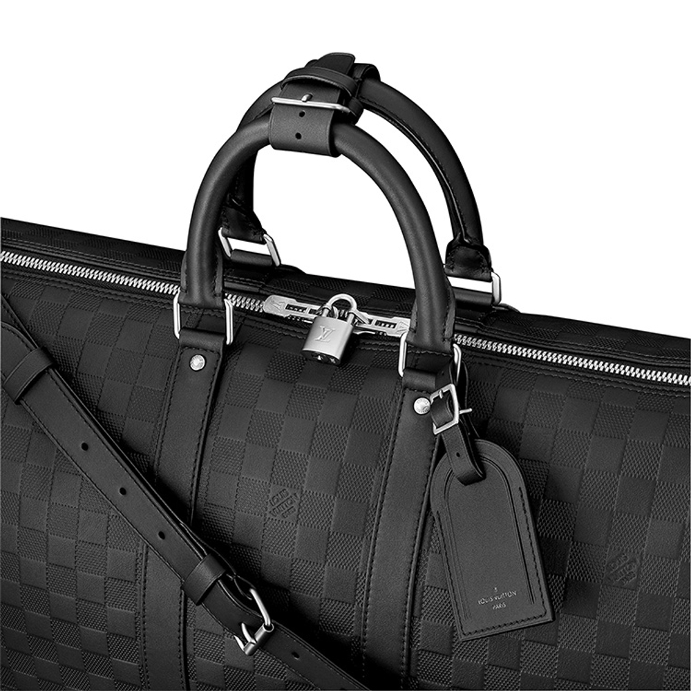 LOUIS VUITTON Leather Travel Bag Men"s