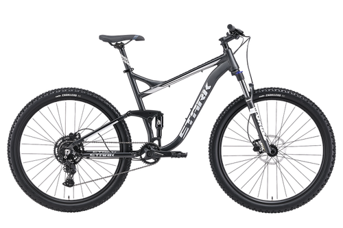 Велосипед 29" Stark'24 Tactic FS 29.4 HD р.18" серый матовый/серебристый металлик