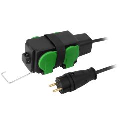 Удлинитель силовой ЭРА GREEN LINE UDL-KG-3x2,5m-10m-IP44 с крышками с заземлением 4 розетки 10м КГ 3x2.5мм2 IP44 | Силовые удлинители