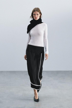 ZARA ЮБКА МИДИ С ПОЯСОМ — ZW COLLECTION, ЧЕРНЫЙ