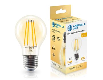 Светодиодная лампа Лон Filament LED A60 15W E27 2700K 220-240V 601513 Bulbing Ambrella