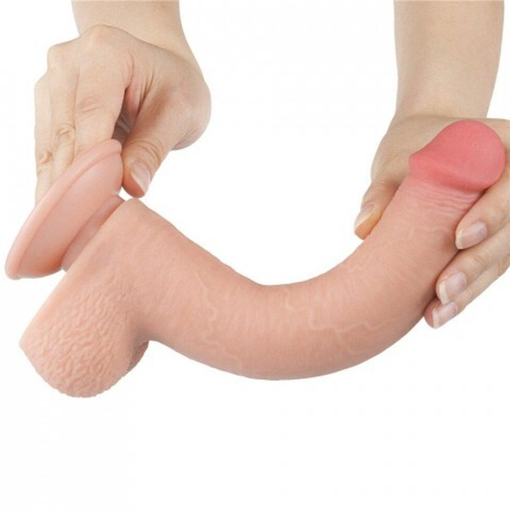 Реалистичный фаллоимитатор Lovetoy Sliding Skin (22×3,7 см) с двойной плотностью телесный