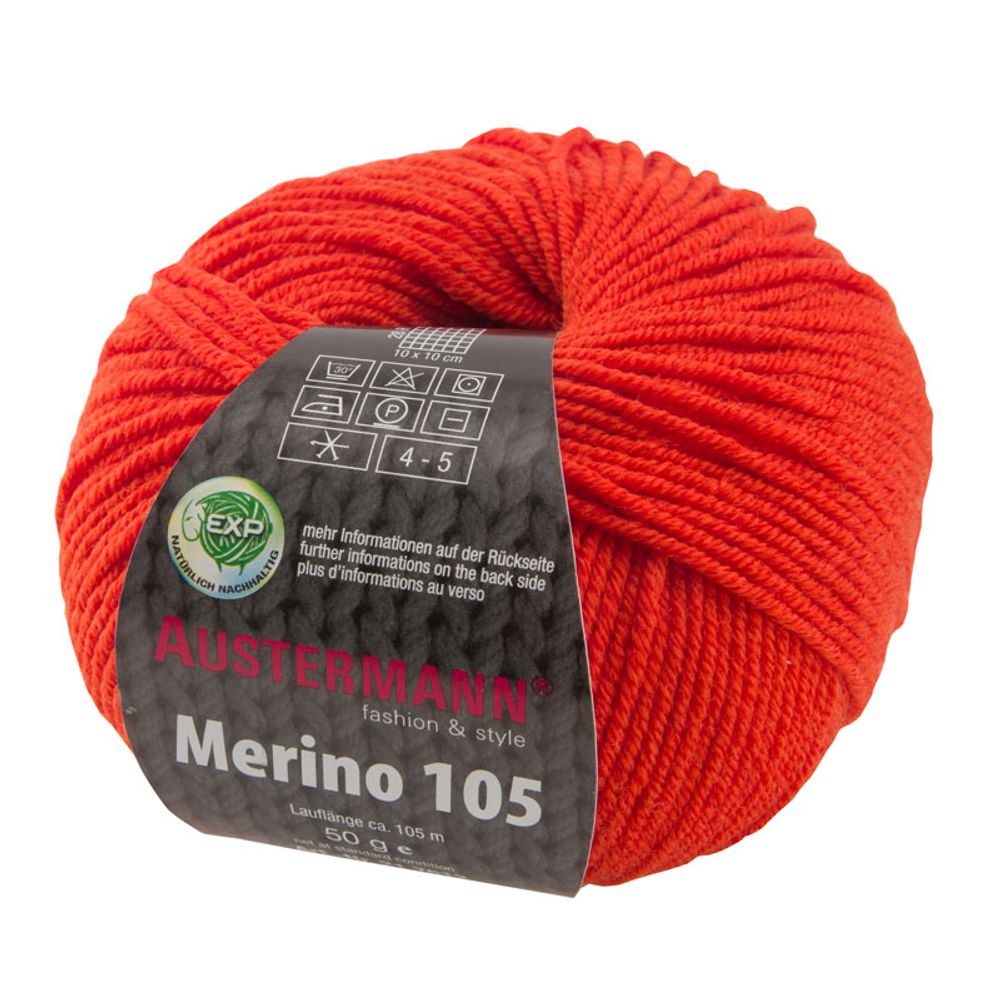 Пряжа Austermann (Аустерманн) Merino 105 EXP / уп.10 мот. по 50 г, 105м, кирпичный