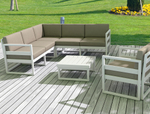 Комплект угловой пластиковой мебели Siesta Contract Mykonos, белый, светло-коричневый