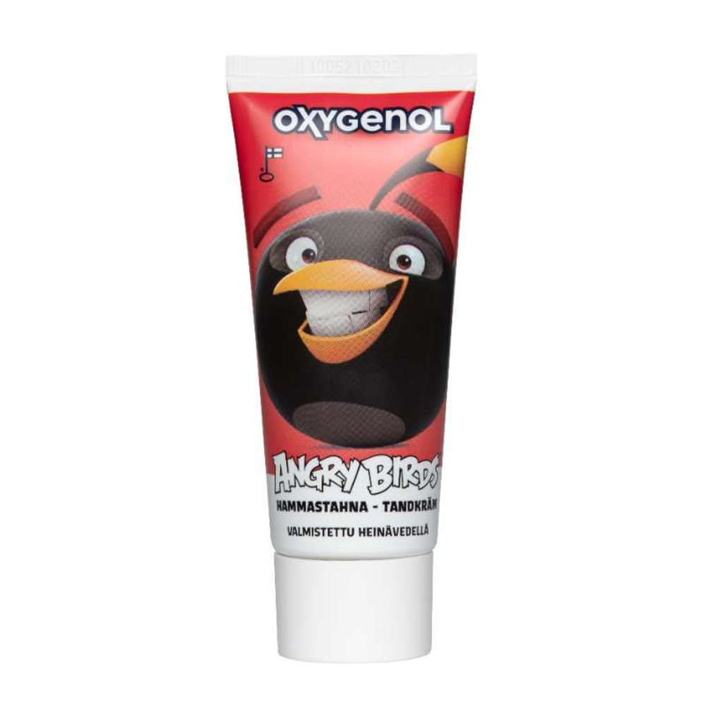 OXYGENOL Детская зубная паста ANGRY BIRDS от 6 лет, с фтором и ксилитом, арбуз 50 мл (1 шт.) (Из Финляндии)