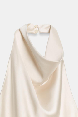 ZARA АТЛАСНЫЙ ТОП С ГОРЛОВИНОЙ ХАЛТЕР, ЭКРЮ