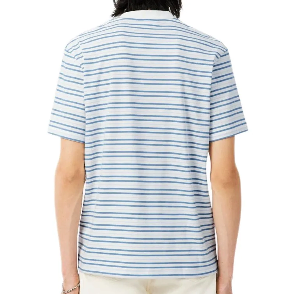 Мужская теннисная футболка Lacoste Thick Cotton Striped - blue/white