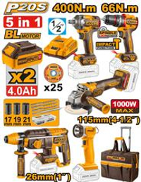 Набор аккумуляторного инструмента 5шт. Li-Ion 20 В INGCO CKLI2059 INDUSTRIAL