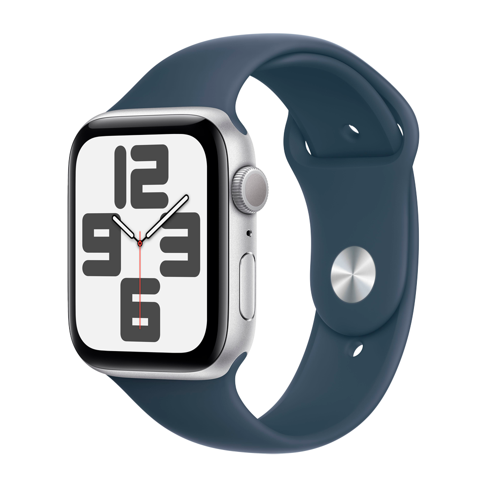 Умные часы Apple Watch SE 2 (2023) GPS, 44mm, Aluminium Case with Sport Band S/M, Silver/Storm Blue (Серебристый/синий)
