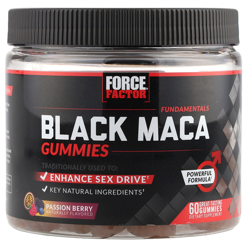 Force Factor, Fundamentals, жевательные мармеладки из черной маки, маракуйя, 60 жевательных таблеток