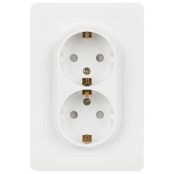 Розетка Intro Style 7-208-01 двойная с заземлением 2X2P+E Schuko со шторками 16А-250В IP20 СУ белый | Intro