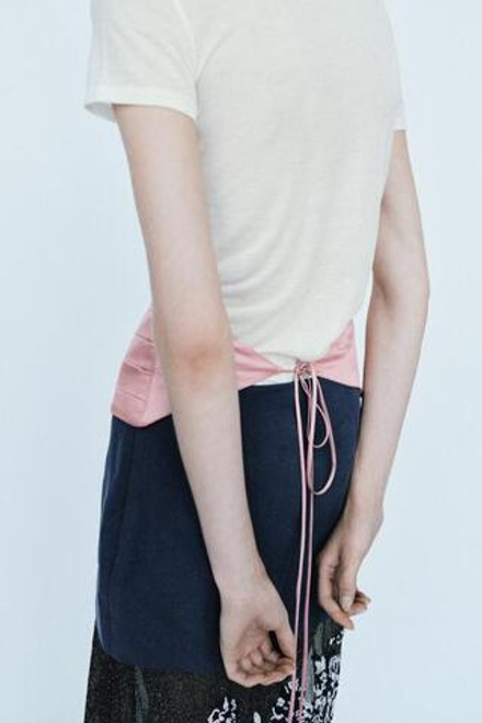 ZARA РЕМЕНЬ-КОРСЕТ СО СКЛАДКАМИ, РОЗОВЫЙ