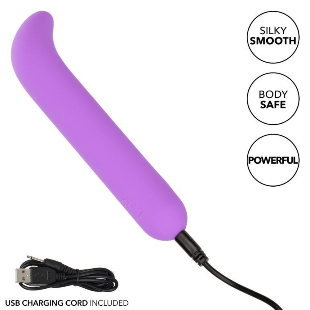 Фиолетовый мини-вибромассажер Liquid Silicone Mini G Vibe для стимуляции зоны G - 10,75 см. (Цвет: фиолетовый)