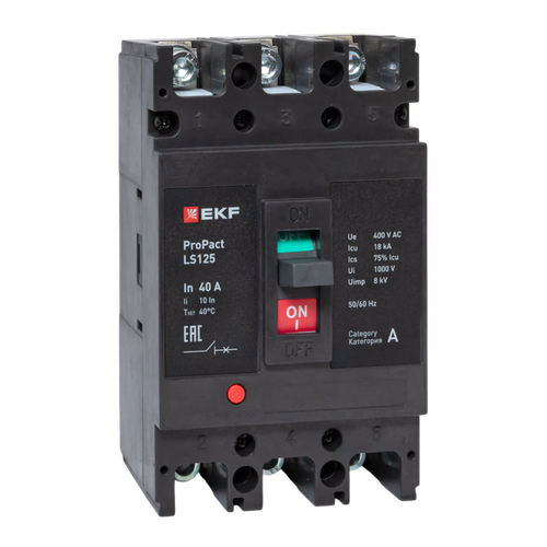 Автоматический выключатель LS125 18кА 3P 40А ProPact EKF mccb-125-18-3-40-ls