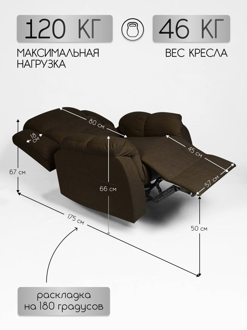 Кресло реклайнер велюр электрическое (1 мотор и 2 мотора)