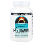 Source Naturals, L-глутамин, 500 мг, 100 таблеток